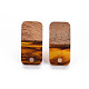Orecchini a bottone in resina bicolore e legno di noce MAK-N032-029-2