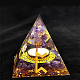 バイキング ルーン シンボル オルゴナイト ピラミッド 樹脂 ディスプレイ デコレーション  中に天然アメジストチップが入っています  ホームオフィスデスク用  50~60mm DJEW-PW0006-02M-1