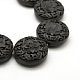 Chinoiserie Jewelry Making Cinnabar Carved Flower Flat Round Cameo Beads Strands CARL-O004-07-2