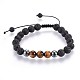 Natural Lava Rock and Non-Magnetic Synthetic Hematite Beads Braided Bead Bracelets X-BJEW-JB03975-25-1
