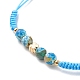 Bracelet cordon perlé agate naturelle & trèfle laiton BJEW-JB08366-5