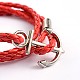 Three Loops Leather Cord Wrap Bracelets BJEW-P128-34-4
