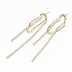 Brass Chain Tassel Earrings KK-T062-40G-NF-2