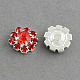 Lucente accessori di abbigliamento qualità fiore in ottone a reperti di strass cabochon RB-S022-01G-1