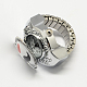 Relojes de cuarzo anillo de estiramiento hierro tono platino RJEW-R119-08B-2