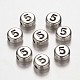 Flat Round Antique Silver Tone Alloy Number Beads PALLOY-K194-05AS-1