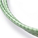 ユニセックス韓国ワックスポリエステルコードブレスレット  多連ブレスレット  真鍮のビーズで  薄緑  7-1/8インチ（18cm） BJEW-JB04597-02-2