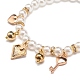 ABS Plastic Imitation Pearl Beaded Stretch Bracelet with Alloy Enamel Charms for Kids BJEW-JB08524-03-5