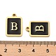 304ステンレス鋼ペンダント  エナメル  文字チャーム付きの長方形  ゴールドカラー  文字B  17.5x12x1.5mm  穴：1.5mm STAS-K265-11G-B-3