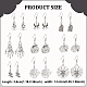 ANATTASOUL 9 Pairs 9 Style Spider & Castle & Witch & Pumpkin Alloy Dangle Earrings for Halloween EJEW-AN0002-92-2