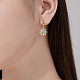 Boucles d'oreilles créoles pendantes en argent sterling Sun 925 avec micro pavé de zircones cubiques EJEW-P257-01G-2