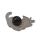 合金ブローチ  エナメルピン  バックパック用生地  バラを持つ猫  ブラック  26x30x1.5mm JEWB-D014-09B-01-2