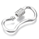 Brass Micro Pave Clear Cubic Zirconia Screw Carabiner Lock Charms ZIRC-T013-02P-NF-2