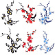 Gorgecraft 6 個梅の花のアイロンパッチ刺繍花のアップリケトリミング花柄生地ステッカー縫う布修理パッチジーンズ服 diy クラフト縫製コスチュームアクセサリー赤、黒、青 PATC-GF0001-07-1