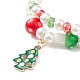 Juego de pulseras elásticas con cuentas de setas y perlas de vidrio de 2 estilos para mujer BJEW-JB08395-5