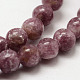 Ciottoli di perle rotonde di pietra naturale di mica lepidolite / viola G-O143-03-8mm-3