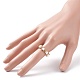 Shell Pearl & Brass Braided Bead Cross Finger Ring for Women RJEW-TA00053-3