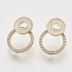 Brass Micro Pave Clear Cubic Zirconia Stud Earring Findings KK-T054-39G-NF-1