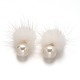 Double-side Villus Acrylic Imitate Pearl Ear Studs EJEW-O033-02A-1