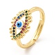 Ojo de caballo de circonitas cúbicas de colores con anillo ajustable de esmalte KK-H439-03G-1