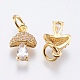 Brass Micro Pave Cubic Zirconia Charms X-RB-I077-25G-RS-2