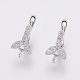 Brass Micro Pave Cubic Zirconia Hoop Earring Findings with Latch Back Closure ZIRC-K075-37P-1