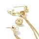 Deer & Round Acrylic Pearl with Tassel Chain Brooch Pin JEWB-K006-13G-3