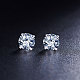 SHEGRACE Rhodium Plated 925 Sterling Silver Four Pronged Ear Studs JE420A-03-2
