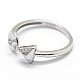 Adjustable Rhodium Plated 925 Sterling Silver Cuff Finger Ring Components STER-I016-042P-2