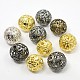 Mixed Color Iron Filigree Hollow Round Beads IFIN-X0007-FF-1