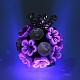 Luminous Glow in the Dark Polymer Clay Pave Rhinestone Round Beads with Resin Flower CLAY-D007-01-5