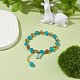Bracelet extensible en perles de verre rondes avec breloque papillon en alliage pour femme BJEW-JB08232-3