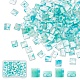 Creatcabin 200 pieza de cuentas de tila de 2 agujeros cuadradas de vidrio rectangulares mini opacas con recipiente de plástico para manualidades SEED-CN0001-07-1