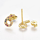 (vente de bijoux pour fêtes d'usine) clous d'oreilles en laiton micro pavé de zircone cubique (couleur mélangée aléatoire) EJEW-S201-96-2