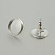 Silver Tone Brass Stud Earring Settings KK-J181-03S-1