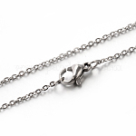 Collares de cadena de cable clásico liso de acero inoxidable 304 para hombres y mujeres, color acero inoxidable, 17.7 pulgada (45 cm), 1.5mm