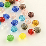 Perles en rondelles facettées en verre transparent, couleur mixte, 10x7mm, Trou: 1mm