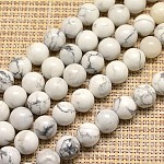 Chapelets de perles en howlite naturelle, ronde, 10mm, Trou: 1mm, Environ 38 pcs/chapelet, 15.7 pouce