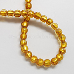 Handmade Silver Foil Glass Beads, Round, Goldenrod, 9.5~10.5mm, Hole: 1~2mm