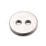 201 pulsanti in acciaio inox, 2-foro, rotondo e piatto, colore acciaio inossidabile, 12x1mm, Foro: 2 mm