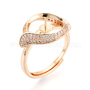 Verstellbare Ringfassungen aus Messing mit Mikropflaster und klarem Zirkonia KK-T076-77G