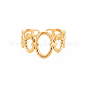 Chapado en iones (ip) 304 anillo de puño de acero inoxidable abierto ovalado para mujer RJEW-S405-187G