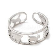 304 Stainless Steel Cat Open Cuff Ring for Women RJEW-M149-15P