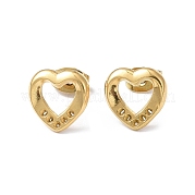 Ion Plating(IP) 304 Stainless Steel Hollow Out Heart Stud Earring Finding EJEW-I285-08G