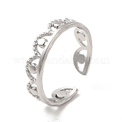 304 Stainless Steel Crown Open Cuff Ring for Women RJEW-E066-08P