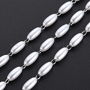304 Stainless Steel & ABS Plastic Imitation Pearl Beaded Chains CHS-S008-014A-P