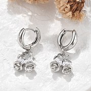 Латунные серьги-кольца из прозрачного кубического циркония EJEW-R016-06P