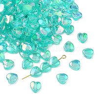Perle di cuore in acrilico placcato color verde ab&nbsp;X-PL539-837