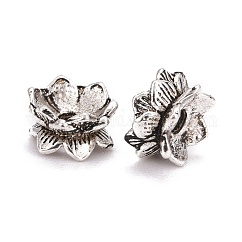 Risultati dei monili buddista di loto stile tibetano doppie protezioni tallone lati, argento antico, 9x5mm, Foro: 2 mm