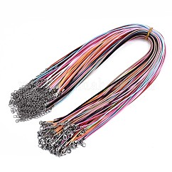Algodón encerado el collar del cordón, con broches de langosta de la aleación de la garra y las cadenas finales de hierro, Platino, color mezclado, 17.12 pulgada (43.5 cm), 1.5mm